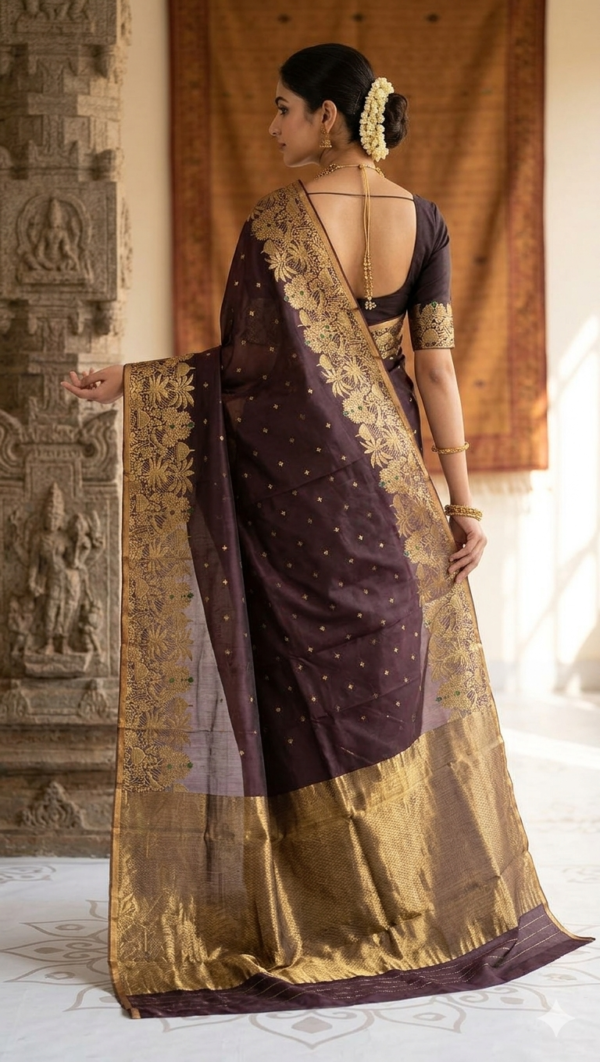 The Royal Mahogany Chanderi Silk Saree