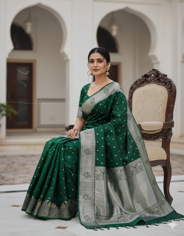 Emerald Forest Chanderi Pattu Silk Saree