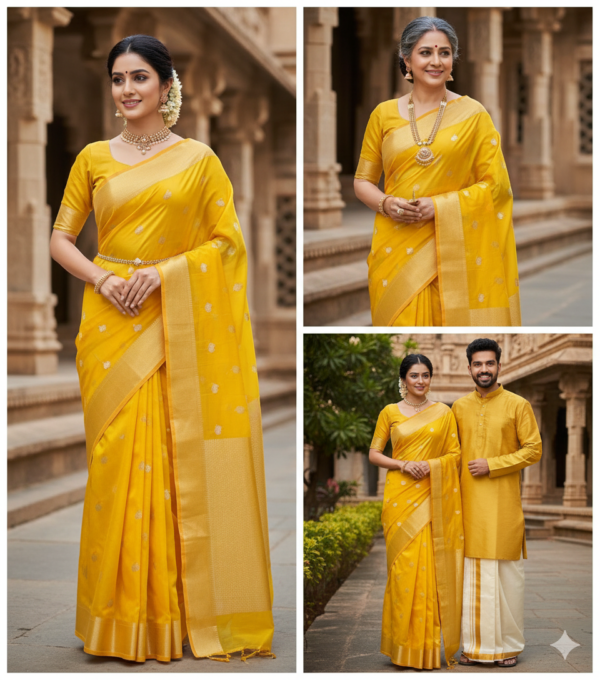 Radiant Sun Kissed Yellow Katan Chanderi Silk